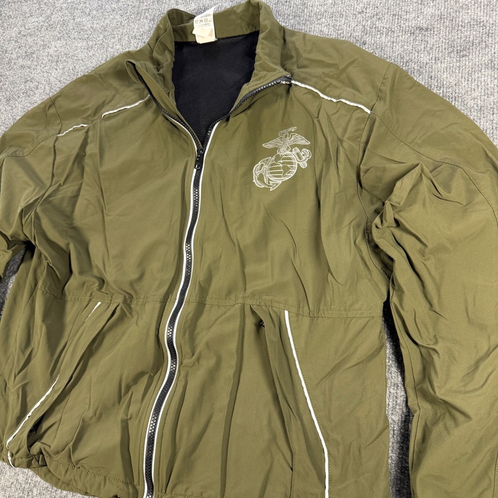 New Balance USMC Marines Windbreaker Nylon Olive Green Size Large Short Gorpcore